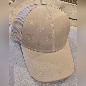 Beige Trucker Hat with Star/ Flag Design, 3 Available, Price Is For One